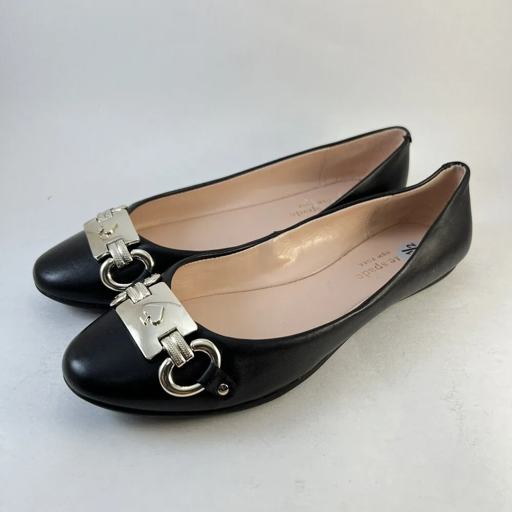 Kate Spade New York Black Leather Payton Flats Size 7.5